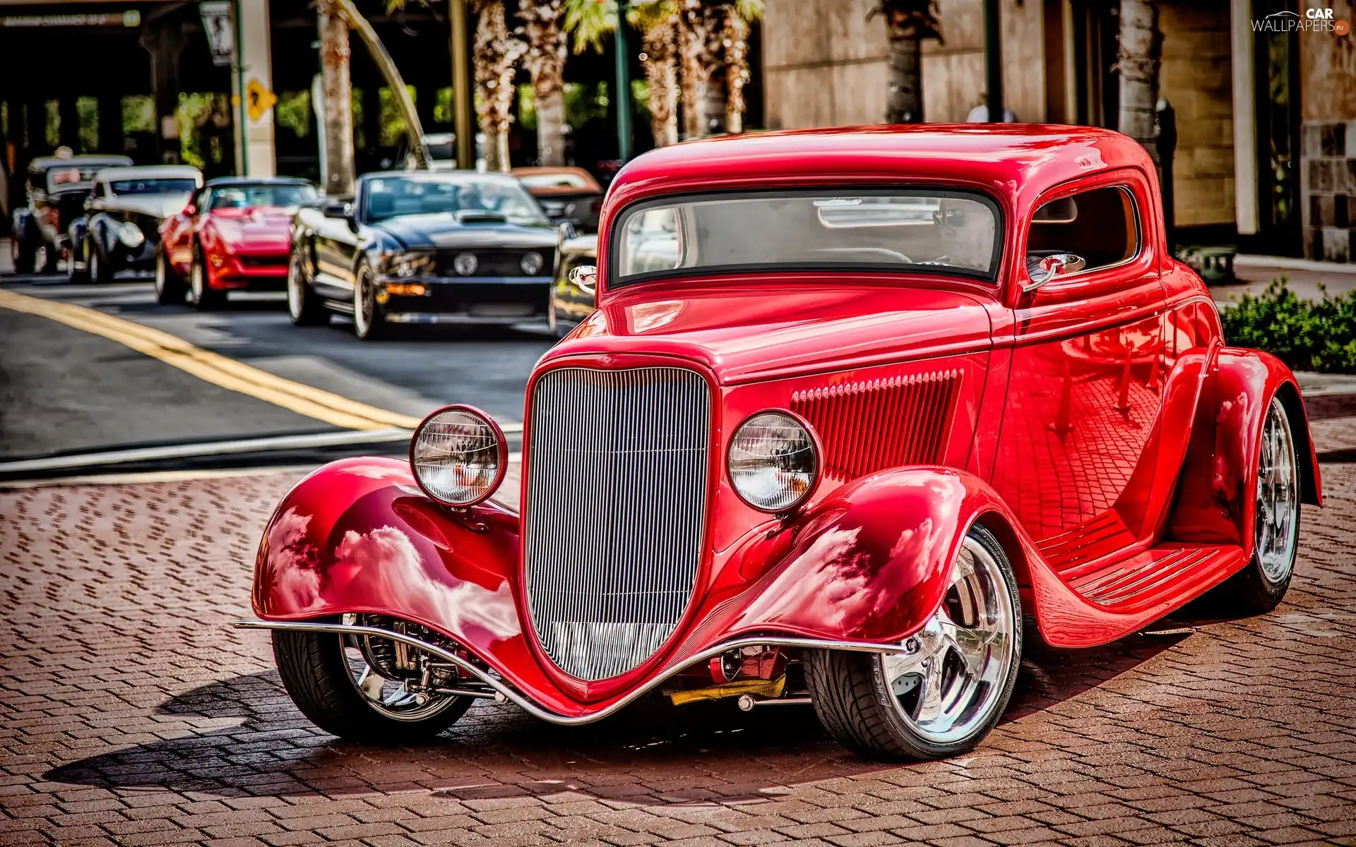 Retro, Ford, Red, 1934r, classic, coupe