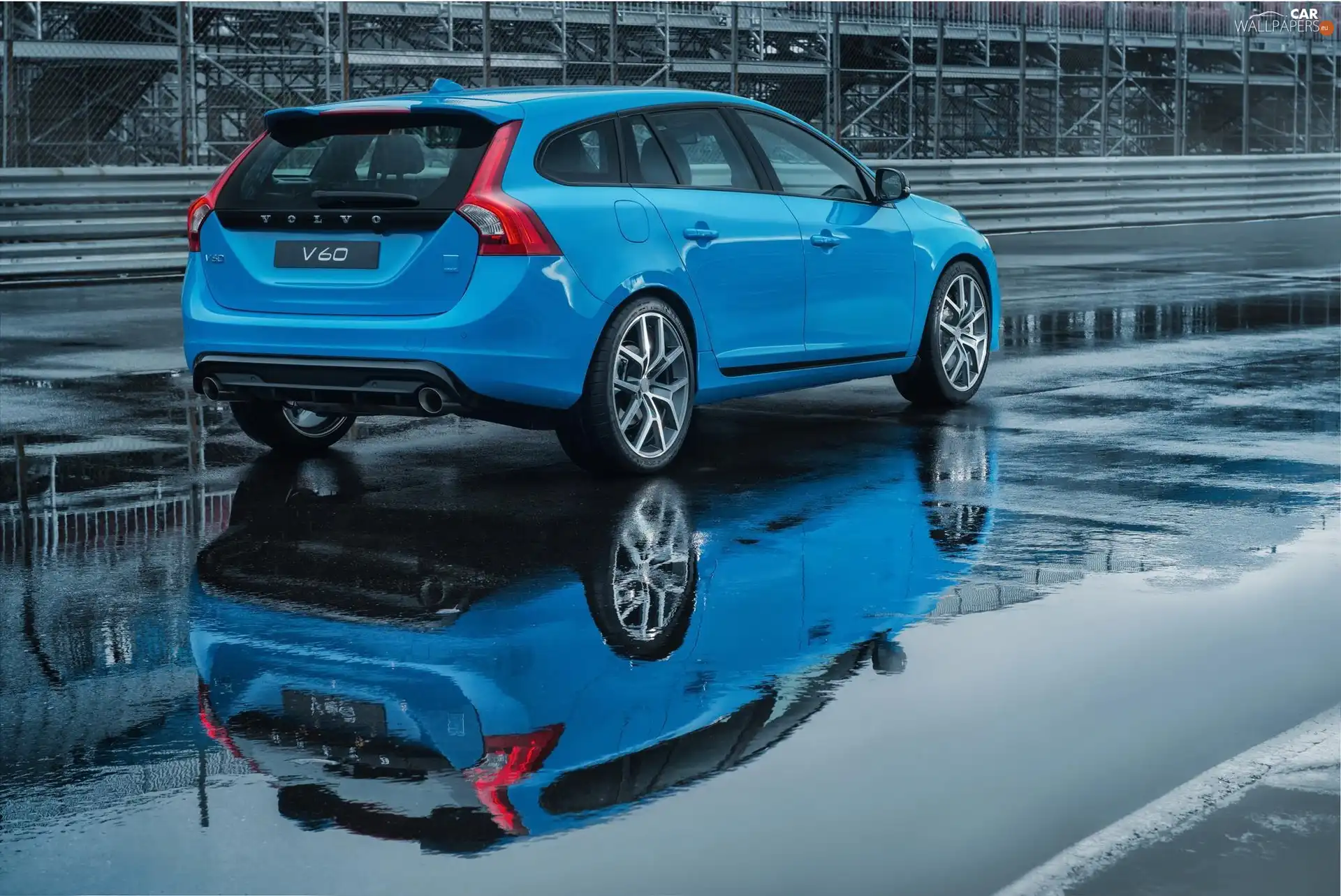 Volvo cars, puddle, reflection, V60